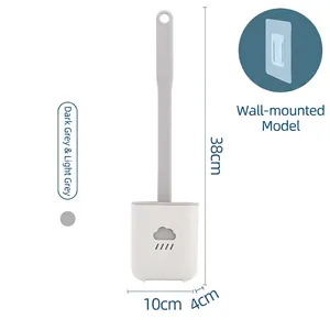 Wall-mounted cloud design silicone toilet brush with dimensions 38x10x4cm in grey