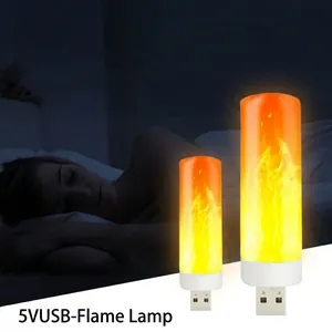 USB simulated flame night light with dynamic 5V LED flickering fire effect for bedroom