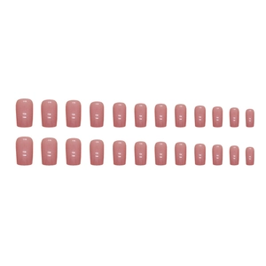 Glossy mauve pink square oval press-on nails set with mirror finish 24pcs pack