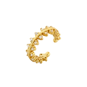 Sparkling S925 sterling silver ear cuff with gold plating and full diamond settings