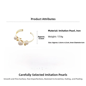 Detailed view showing product dimensions and material specs for the pearl bangle