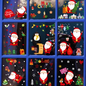 Weihnachten Fensteraufkleber Weihnachtsmann Schneemann Schneeflocke Statische PVC Aufkleber Haus Shop Glas Deko Holiday Party