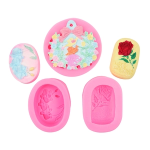DIY silicone molds for orchid and rose soaps with floral wreath and butterfly designs
