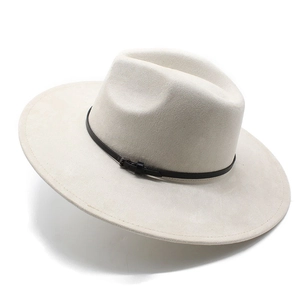 Vintage Wide Brim Fedora Hat Faux Suede Felt British Style With Adjustable Belt Buckle For Men Women Autumn Winter