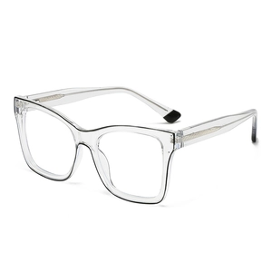 Stylish transparent oversized anti-blue light glasses with retro square PC frames for women