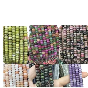 Assorted natural 5x8mm stone abacus beads in six colors for DIY jewelry making