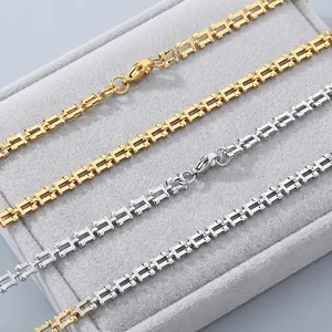 Geometric Rectangular Link Chain Necklace And Bracelet 304 Stainless Steel Vacuum Plated Trendy Jewelry For Women