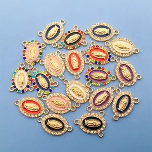 Ciondoli religiosi ovali in smalto e strass per creare bracciali e gioielli
