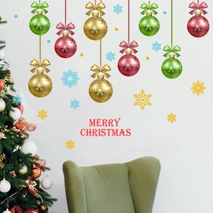 Christmas Wall Stickers PVC Snowflake Ornament Merry Christmas Lettering Home Window Decoration Festive Decals