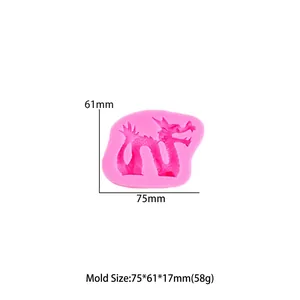 Rosa Silikonform mit chinesischem Drachen für Fondant, Formgröße 75x61x17mm Detailansicht