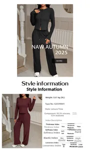 Close-up of ribbed texture and fabric details on women's two-piece casual set