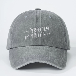 Casquette de baseball vintage gris foncé délavé avec broderie Perfectly Imperfect