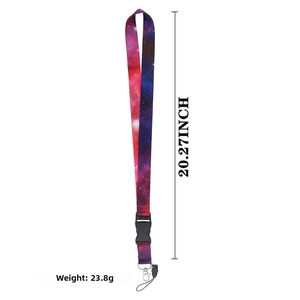 Starry sky lanyard detail showing 20.27-inch length and secure metal lobster clasp