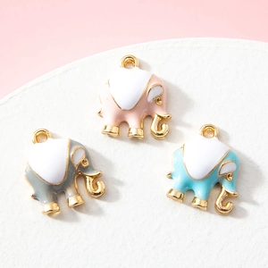 Cartoon Elephant Charms Zinc Alloy Enamel Animal Pendants For DIY Jewelry Making Bracelet Necklace Accessories