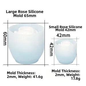 Tabella taglie stampi in silicone a rosa con dimensioni per modelli grandi e piccoli