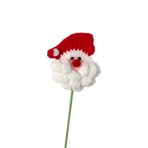 Handmade crochet Santa Claus yarn flower pick for Christmas floral bouquet decoration