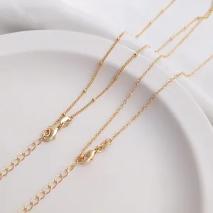 14K gold plated satellite chain and cable necklace with S925 clasp and extender