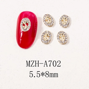 Macro detail of gold money sign nail art charm with rhinestones measuring 5.5 by 8mm