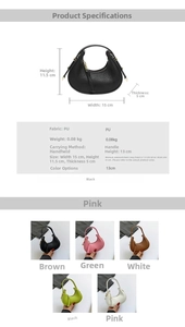 Detailed size guide and color comparison for the pebble texture crescent mini handbag