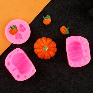 3D pumpkin silicone mold set for Halloween cake decorating and DIY resin crafts