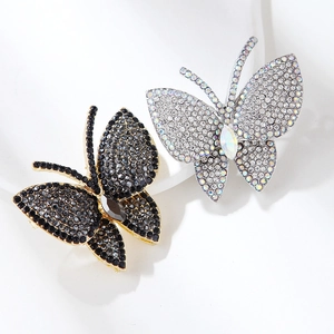 Spilla Farfalla Lussuosa Lega Zinco Strass Vintage Animale Spilla Matrimonio Festa Abito Accessori Per Donne