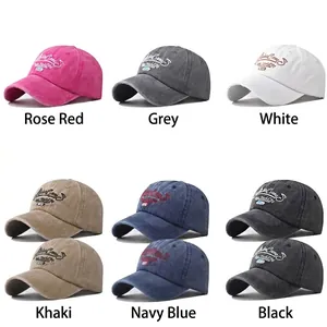 Washed cotton baseball cap set with New York City embroidery in six various colors