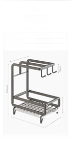 Detailed dimension guide for dual-layer carbon steel kitchen sponge and rag storage rack