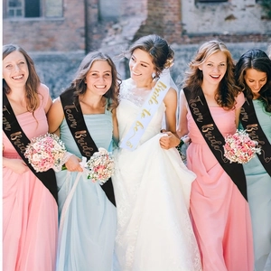 White Bride to be sash and black Team Bride sashes for bachelorette party group event