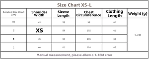 Tabella taglie dettagliata per camicia a righe da donna con misure da XS a L in cm