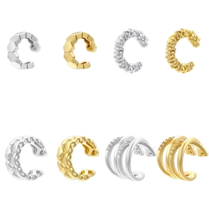 Brass C-Shaped Ear Cuffs Non-Pierced Geometric Spiral Heart Multi-Layer Gold Silver Plated Retro Minimalist Women Accessories