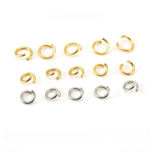 Macro view of 18K gold plated stainless steel jump rings for DIY jewelry making