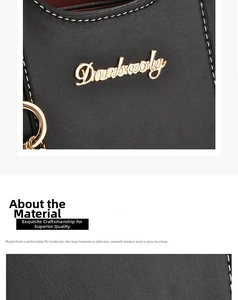 Close-up of black PU leather texture with Danbaoly logo and gold hardware details