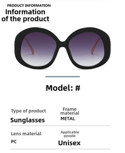 Detail view of round metal sunglasses with purple gradient lenses and PC lens specs