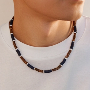 Men's Bohemian Coconut Shell Beaded Necklace Polymer Clay Spliced Hip-Hop Summer Beach Casual Jewelry