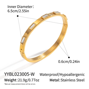 Dimensions détaillées du bracelet doré 18 carats avec mesures et icônes hypoallergéniques