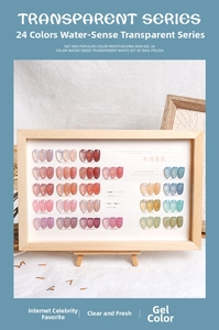 Nuancier détaillé de 24 teintes de vernis à ongles gel gelée translucide pour salon