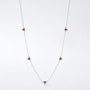 925 Sterling Silver Heart Necklace For Women With Colorful Zircon Pendants Elegant Minimalist Collarbone Chain