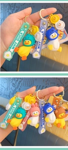 Détails de porte-clés canard avec figurines en silicone et lanières imprimées Why Duck
