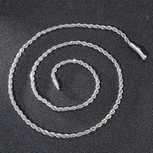 Rope Chain Necklace Stainless Steel Twisted Link With Cylindrical Clasp Silver Color Jewelry Accessory For Men Women