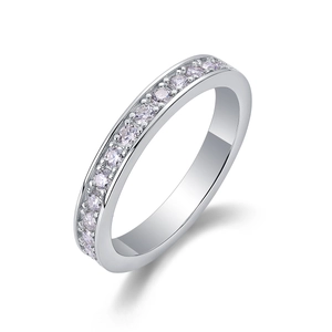 Elegant S925 sterling silver moissanite eternity band ring with polished finish