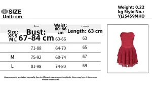 Detailed size chart for sexy tube dress showing chest and waist measurements in centimeters