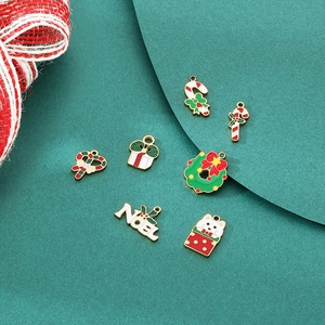 Festive Christmas charms set including snowman and candy cane for DIY jewelry making