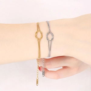 Minimalist 18K gold and silver plated stainless steel knotted snake chain bracelets