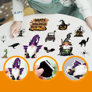 Detail view showing strong magnetic backing and waterproof feature of Halloween gnome magnets