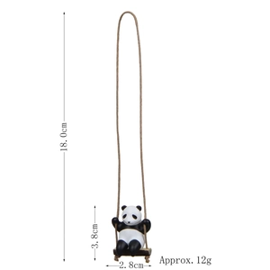 Detailed size chart of the resin panda swing ornament showing 18cm total height and 12g weight