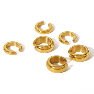 Set di sei earcuff minimalisti in acciaio inossidabile placcato oro 18 carati lucidi