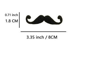 Detailed dimensions of black fake mustache props for Halloween party costumes