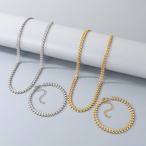 Minimalist Wheat Leaf Chain Necklace And Bracelet Stainless Steel Hip Hop Style Jewelry For Women Men Unisex Design