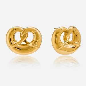 Heart Shaped Knot Earrings 18K Gold Plated Stainless Steel Waterproof Pretzel Design Chic Fashion For Women