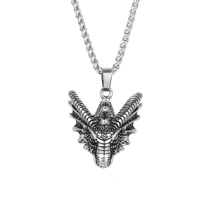Collier Pendentif Tête De Dragon Vintage Acier Inoxydable 316L Bijoux Gothic Punk Rock Pour Hommes